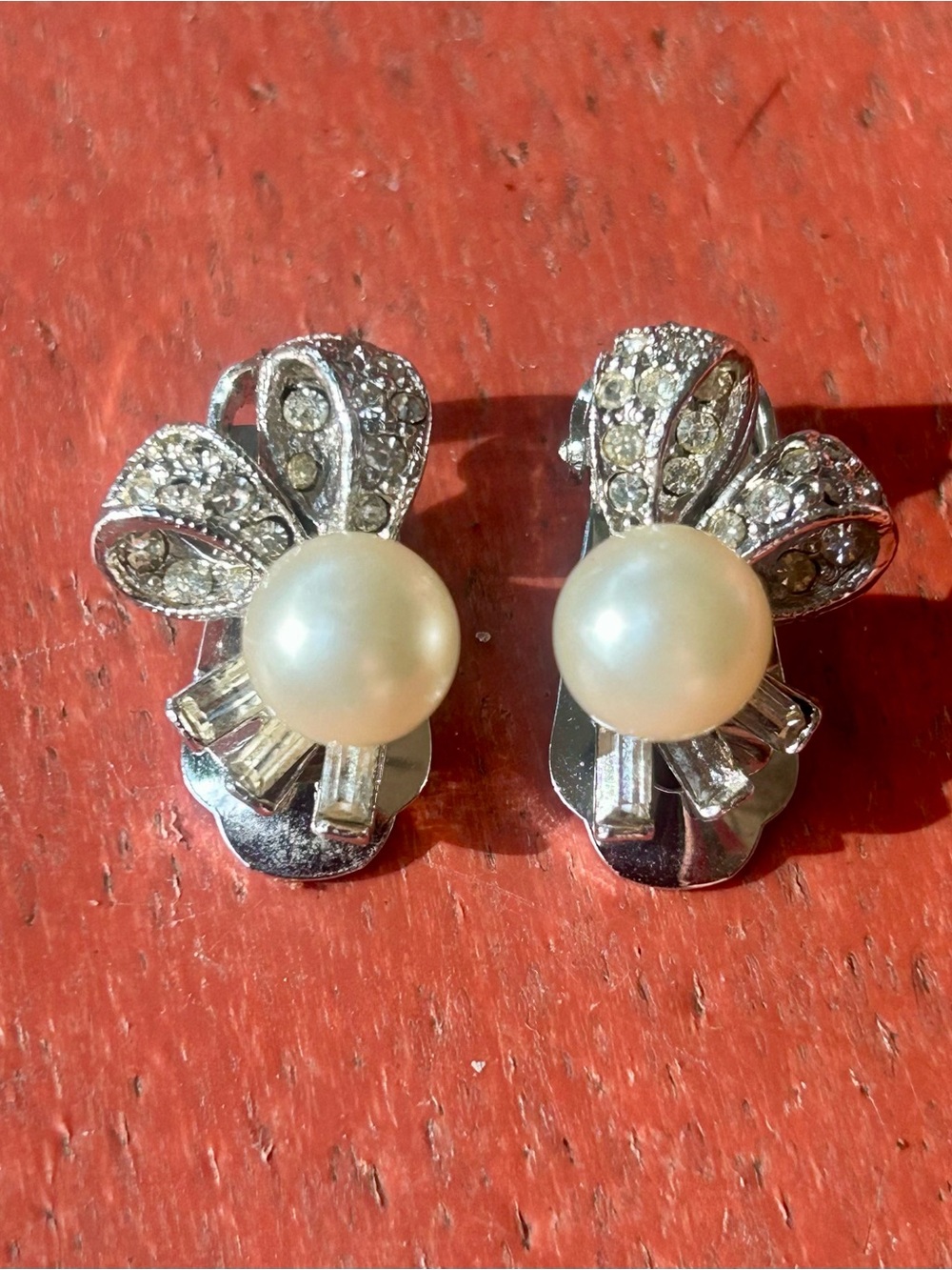 Pearl and Crystal Silver-Tone Clip-On Earrings - Ivory Pearl